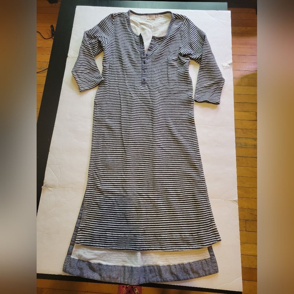 Anthropologie Postmark blue and white strip midi dress Medium